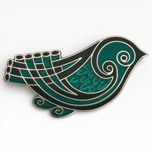 Solvar Book of Kells Green Bird Brooch Enamel Celtic Ireland